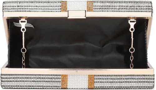 Vista 7 de Covelin Bolso de mano Dollar para mujer, bolso de noche con diamantes de imitación