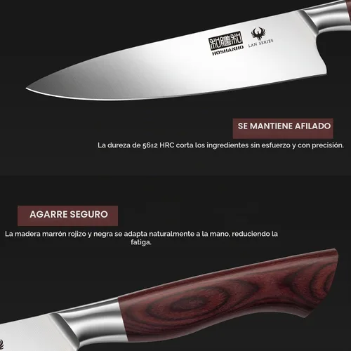 Vista 4 de HOSHANHO - Juego de cuchillos de cocina de 3 piezas, cuchillos de chef ultra afilados, Santoku/Pelar