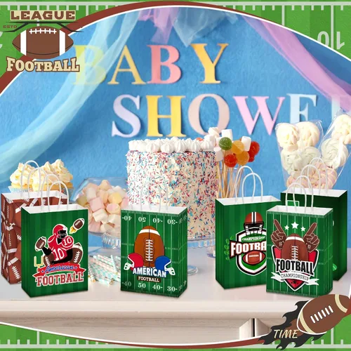 Vista 6 de Outus 24 bolsas de papel para fiesta de fútbol, regalo de fútbol, bolsas de papel con asas, pelota deportiva, bolsa de dulces para pelotas