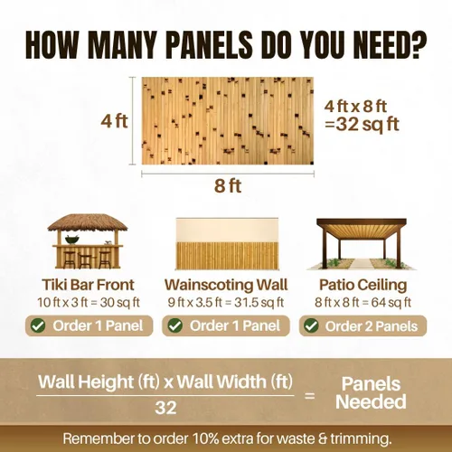 Vista 6 de Paneles de bambú natural – Paneles de revestimiento de pared flexibles para decoración de sala de estar, azulejos de techo y cocinas al aire libre