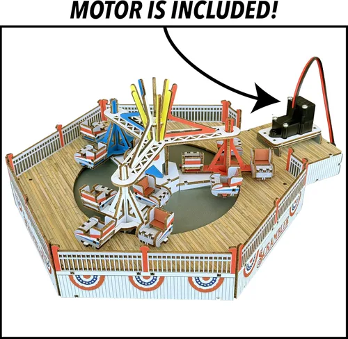 Vista 6 de Coasterdynamix 3-D Scrambler Carnival Ride - Kit de rompecabezas de construcción motorizado eléctrico, rompecabezas y mini modelos de decoración