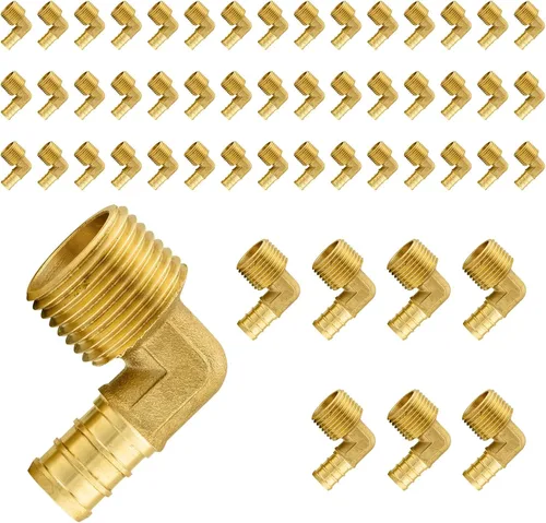 Vista 14 de Paquete de 5 accesorios PEX, adaptador de codo NPT roscado macho de 1/2" PEX x 1/2", ASTM F1807