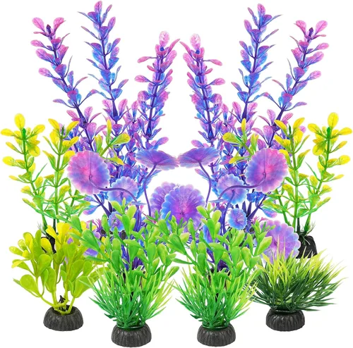 Vista 8 de AQUANEAT Plantas artificiales para peceras, decoraciones de acuario de plástico, accesorios verdes, 10