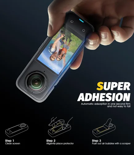 Vista 7 de Orzero Paquete de 3 protectores de pantalla de cámara compatibles con accesorios Insta360 X4 Air con herramienta de alineación automática, protector