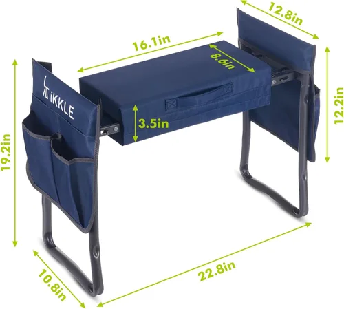 Vista 2 de ikkle Asiento de jardín resistente y taburete de jardinería – Almohadilla de rodillas desmontable más gruesa y más ancha – Regalo para mujeres