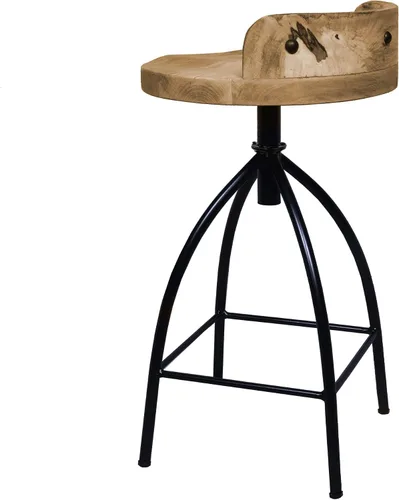 Vista 8 de TUP THE URBAN PORT Pia Taburete de altura de mostrador de estilo industrial de 25 a 31 pulgadas con asiento giratorio ajustable, marrón, negro