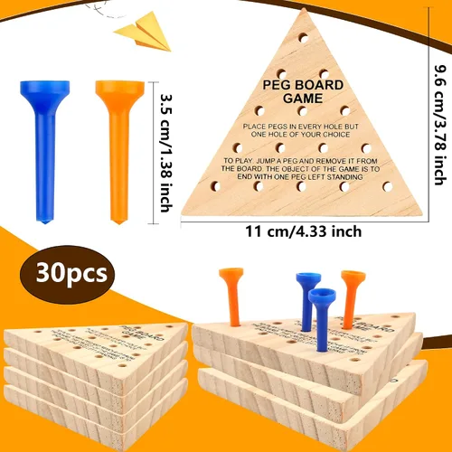 Vista 2 de 30 paquetes de juego de clavijas de madera, juego de triángulos complicados para familia, viajes, adolescentes y adultos