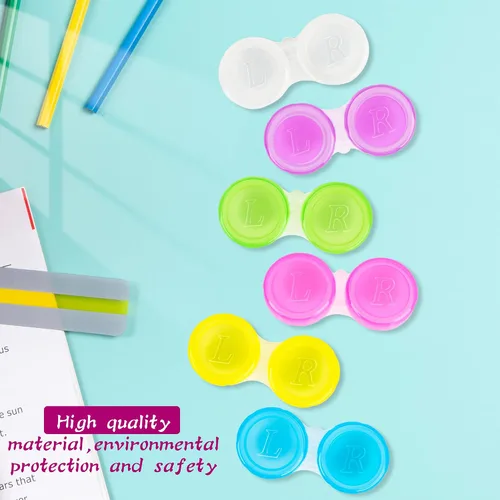 Vista 3 de 180 fundas para lentes de contacto transparentes, caja de soporte para lentes de contacto coloridas, lindas fundas de contacto a granel para ojos