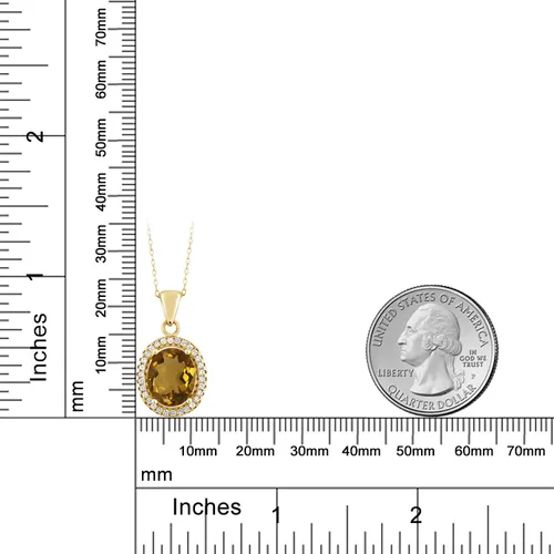 Vista 40 de Gem Stone King Collar con colgante de plata chapada en oro amarillo de 18 quilates de 0.433 x 0.354 in con piedra natal ovalada para mujer
