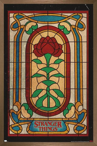 Vista 15 de Trends International Netflix Stranger Things: Season 4 - Póster de pared de vitrales, 14.72 x 22.37 pulgadas, versión enmarcada de madera de granero