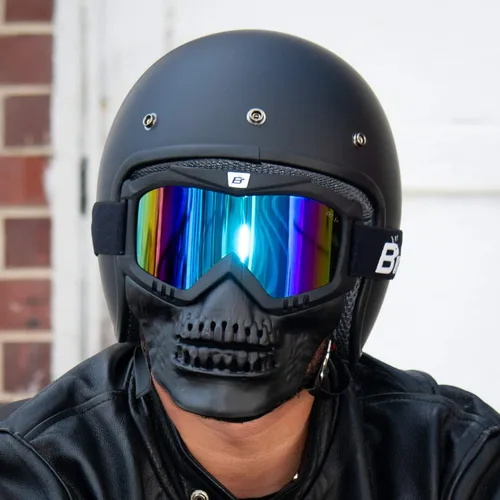 Vista 5 de Birdz Skullbird - Gafas protectoras acolchadas para motocicleta ATV, color negro, con cubrebocas