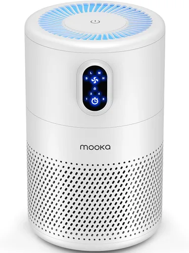 Vista 8 de MOOKA B-D02L - Purificadores de aire para habitaciones grandes de hasta 1076 pies cuadrados, limpiador de filtro de aire True HEPA H13, eliminador