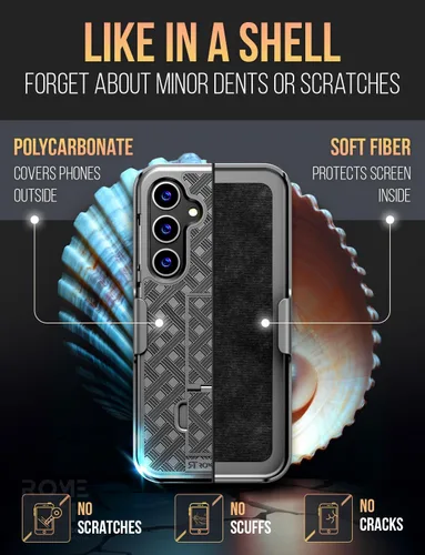 Vista 3 de Funda diseñada para Samsung Galaxy S24 con funda de clip para cinturón, funda de teléfono con función atril, color negro