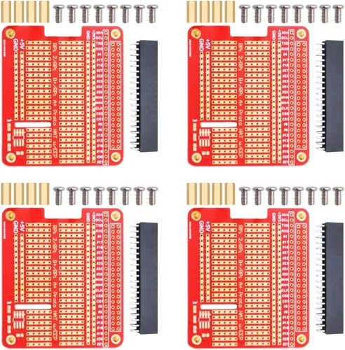 Vista 3 de GeeekPi 4X Prototipo Breakout DIY Breadboard PCB Shield Board Kit para Raspberry Pi 4 3 2 B+ A+ (negro)