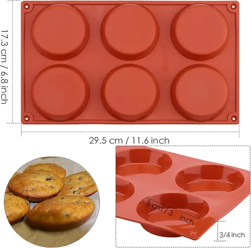 Vista 2 de Ocmoiy Molde de huevo de 3 pulgadas para sándwiches de desayuno, molde redondo de silicona para magdalenas/bandeja para huevos, moldes de silicona
