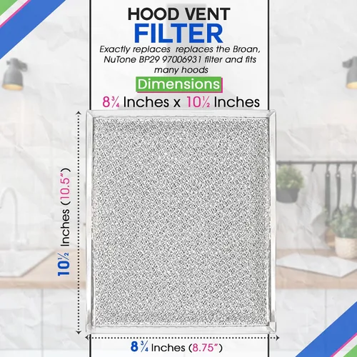 Vista 3 de Bagean Filtro de ventilación para campana de estufa de 10.5 x 8.75 pulgadas 97006931 compatible con filtro de campana Broan BP29 – Filtros
