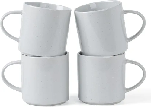 Vista 25 de famiware Juego de Tazas de Café de 4, Annecy Juego de Tazas de Cerámica Reutilizables de 14 oz con Asa, Apto para Microondas y Lavavajillas, Juego