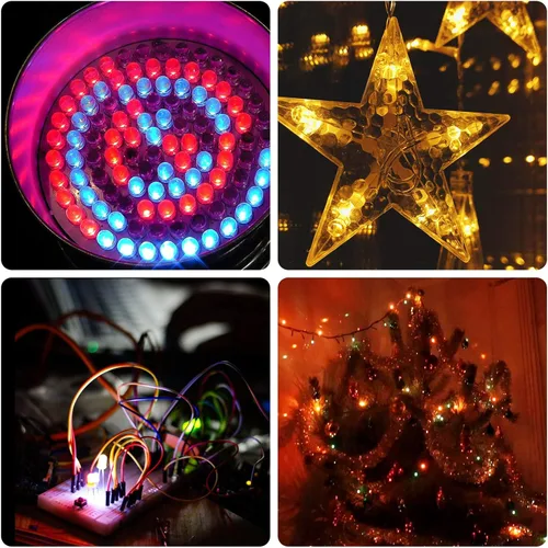 Vista 4 de DiCUNO 100 piezas de diodo LED de parpadeo rápido RGB multicolor de 0.197 in, diodos emisores de luz cambiantes intermitentes multicolor, 2 pines