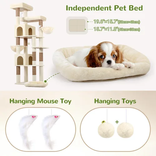 Vista 5 de Globlazer Árbol para gatos resistente, árbol para gatos extra grande de 81 pulgadas para gatos de interior y adultos, torre resistente para gatos
