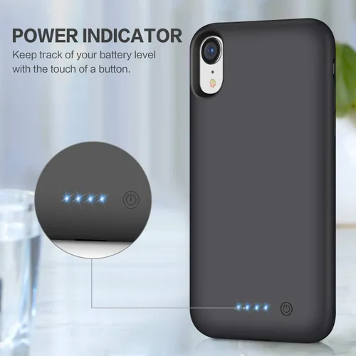 Vista 3 de Funda de batería para iPhone XR, funda de carga portátil de 6800 mAh para iPhone XR, batería externa recargable, batería externa, funda protectora