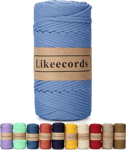 Vista 41 de Likeecords Cordón de macramé trenzado de poliéster de 0.157 in, 140 yardas, 426 pies, hilo elástico para bolsa de ganchillo para manualidades