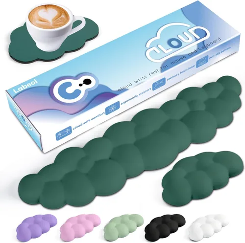 Vista 8 de Reposamuñecas Cloud para teclado de computadora con base antideslizante, extensión ergonómica de espuma viscoelástica para muñecas para escritura