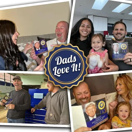 Vista 5 de Tarjeta con sonido para el día del padre de Donald Trump con sonido – Escucha la voz real de Trump, divertida tarjeta del día del padre para papá