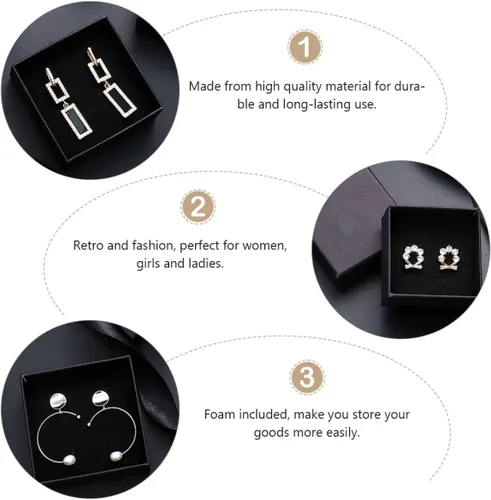 Vista 2 de EXCEART 96 piezas de collar de Kraft negro, caja de anillos de cartón, cajas de regalo de joyería, caja de joyería de cartón, caja de regalo