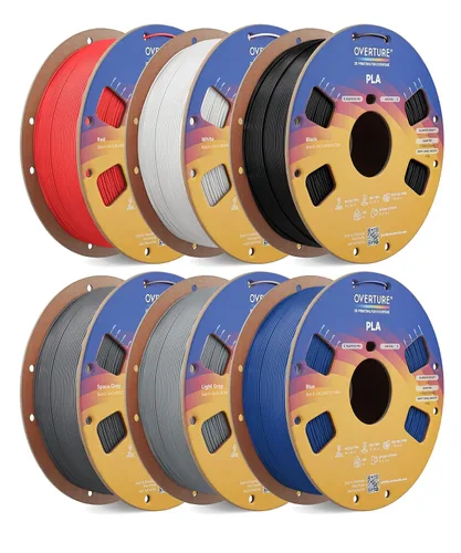 Vista 34 de OVERTURE Paquete de 10 filamentos PLA de 0.069 lbs (0.069 in), filamento de impresora 3D de herido ordenado, paquete de 10 bobinas de 2.2 libras