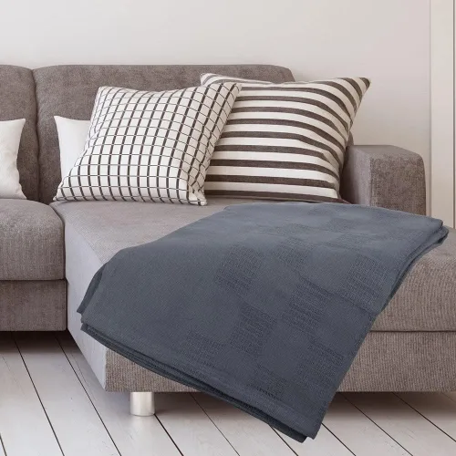 Vista 4 de ForPro Professional Collection Manta térmica de masaje prémium a cuadros, 100% algodón, para mesas de masaje, camas, sofás, 66 x 90 pulgadas, gris