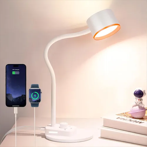 Vista 9 de LiFMIRA Lámpara de Escritorio, Lámpara de Escritorio LED con Puertos de Carga USB C + A, Lámpara de Lectura de Cuidado Visual Completamente