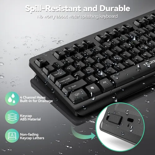Vista 10 de TECKNET Combo de teclado y mouse inalámbricos para computadora portátil