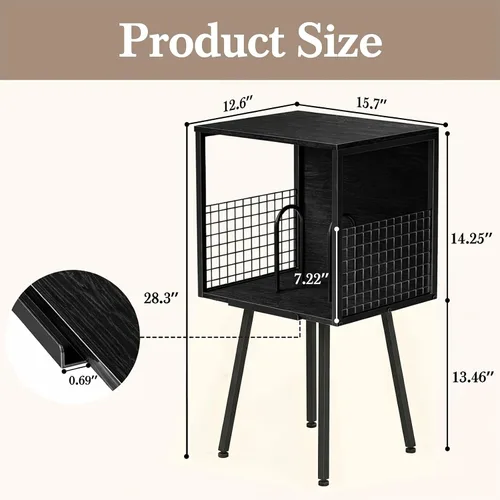 Vista 3 de Record Player Stand with Storage Holds 100+ Vinyl Records, Industrial Turntable Stand with Storage Shelf, LP Album Organizer Cabinet for Small Negro