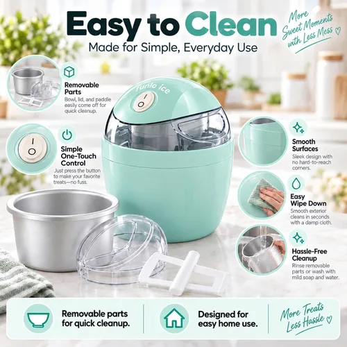 Vista 5 de FunloIceCream Maker, 1.5 cuartos de galón Mini máquina para hacer helados Azul