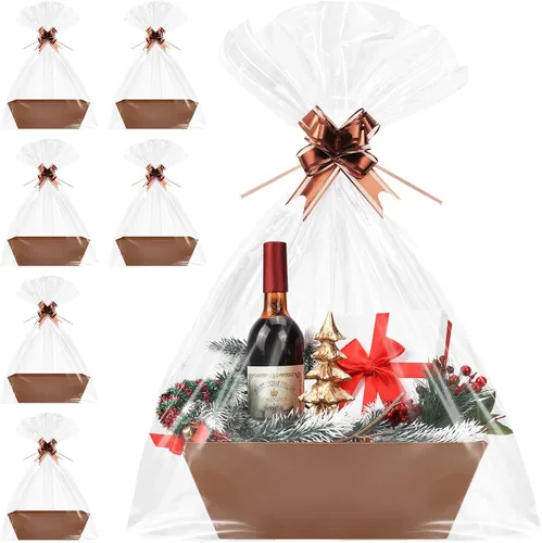 Vista 17 de Paquete de 10 cestas doradas vacías para regalos