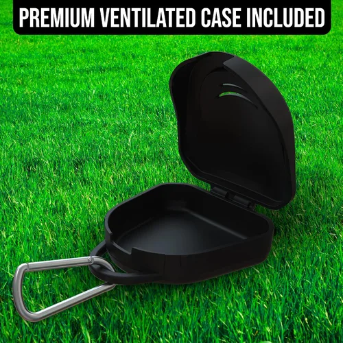 Vista 5 de Game On Protectores bucales – Solo aceptado por la ADA, protector bucal deportivo con correa para fútbol, baloncesto, lacrosse, hockey, protección