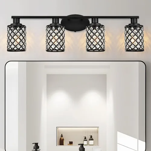 Vista 8 de 3 Luces de Iluminación de Oro para Baño, Luz Moderna de Tocador de Granja, Accesorio de Iluminación de Tocador de Cristal para Cuarto de Polvo