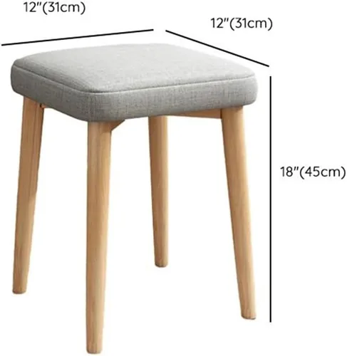 Vista 2 de Solid Wood Square Office Stool Stackable & Scratch Resistant Stool Living Room Dining Table Stool High Stool Makeup Stool Fabric Small Square Stool