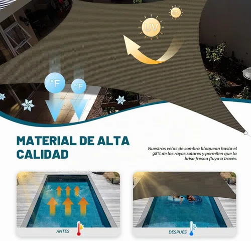 Vista 2 de Coarbor 8'x8' Toldo parasol para exteriores, toldo rectangular resistente para dar sombra a patio, jardín, deck, fondo de jardín, marrón