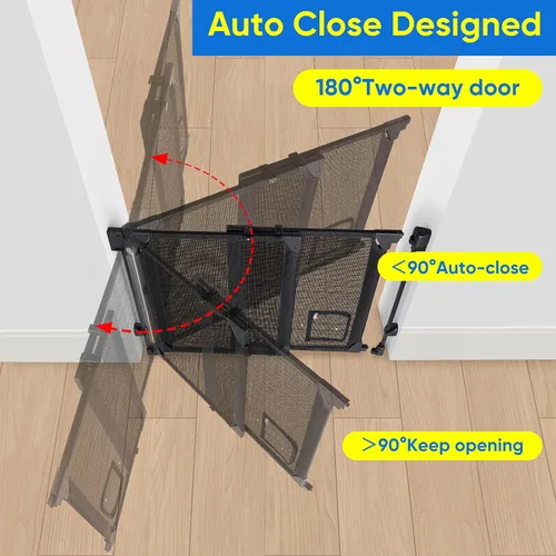 Vista 7 de Puerta mejorada de 28-43 pulgadas sin barra inferior para bebé/perro para uso en casa, escaleras, puertas Heavy-duty Hardware Mount Dog Gate with