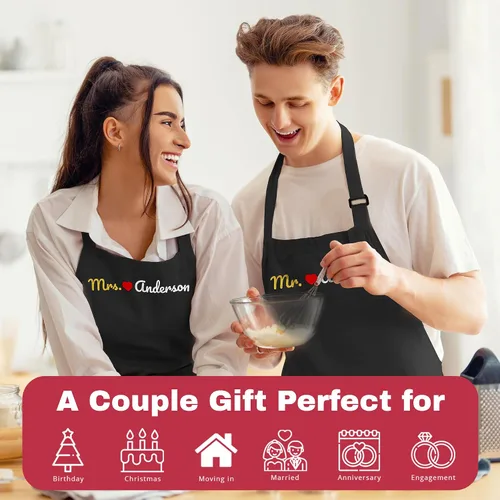 Vista 8 de Personalized Aprons for Men&Women - Custom Apron for Adults with Embroidered Name, Customized Chef, Kitchen Apron with Dual Pockets, Great Cooking