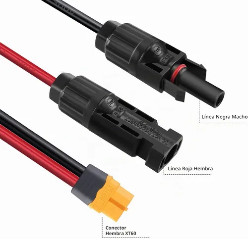 Vista 3 de Cable de Extensión de Carga Solar a XT60 de 25 pies 12AWG Adaptador XT60 a Cable Conector de Panel Solar Compatible con Ecoflow River Delta Series