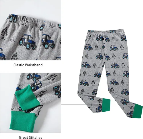 Vista 4 de KikizYe - Conjunto de pijamas para niños y niñas pequeños y grandes, ropa de dormir de 100% algodón