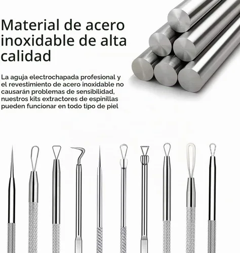 Vista 7 de Kit de herramientas para reventar espinillas, herramienta para eliminar puntos negros, 5 piezas, herramienta extractora de puntos negros para cara