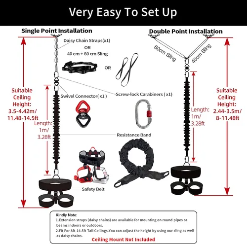 Vista 5 de PRIOR FITNESS Juego de Fitness Bungee Yoga Cuerda de Bungee Resistencia Cuerda de Aire Baile Ejercicio Fitness Equipo de Entrenamiento Profesional