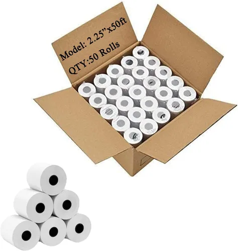 Vista 10 de OausTect Rollos de papel de tarjeta de crédito térmicos 2 1/4 x 50 rollos de papel para máquina de adición de papel para impresora POS/máquina