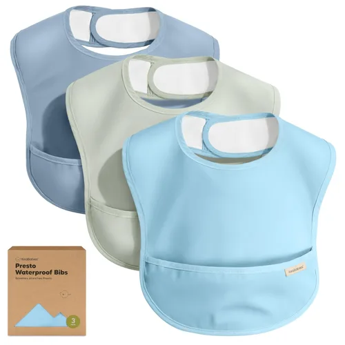 Vista 10 de KeaBabies - Paquete de 3 baberos impermeables para comer, ligeros, básicos