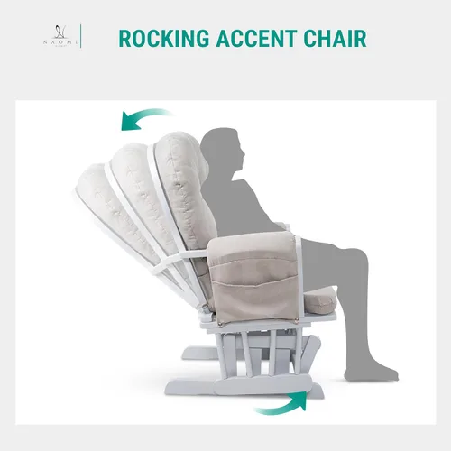 Vista 4 de Naomi Home Mecedora para bebé con otomana – Silla deslizante suave y silenciosa, respaldo alto y brazos acolchados para alimentación, muebles