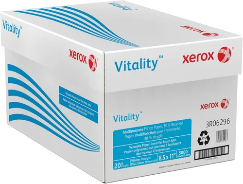 Vista 2 de Xerox (R) Vitality(TM) Papel de impresora multiusos, papel tamaño carta, brillo 92, 20 libras, 30% reciclado, certificado FSC (R), 500 hojas por