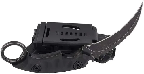 Vista 5 de MASALONG Garra de supervivencia para exteriores, cuchillo táctico dentado, de doble filo, hoja fija, con funda